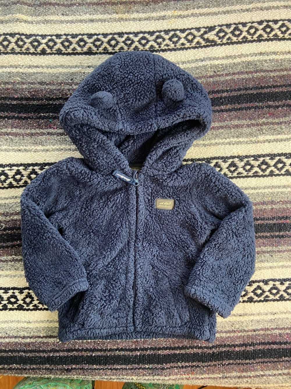 Eddie Bauer 24M Toddler Boys Girls Fleece Jacket Coat Teddy Bear Ears Blue Plush